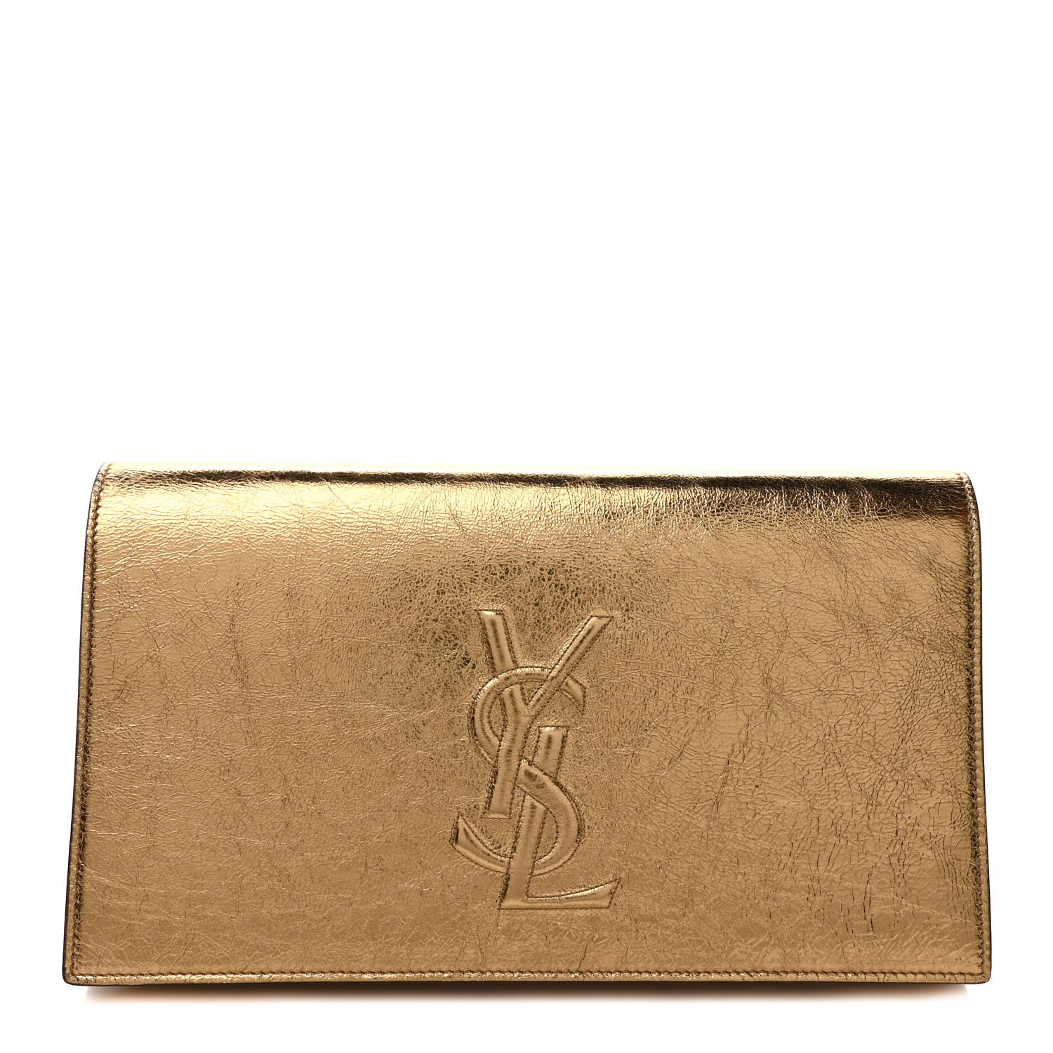 Saint Laurent Metallic Calfskin Monogram Large Belle De Jour Clutch Gold 1 of 6