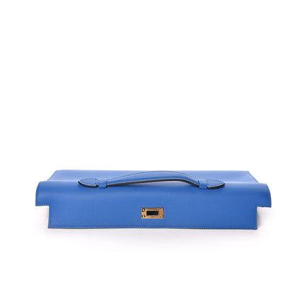 Hermes Swift Kelly Cut Clutch Pochette Bleu Zanzibar 19 of 23