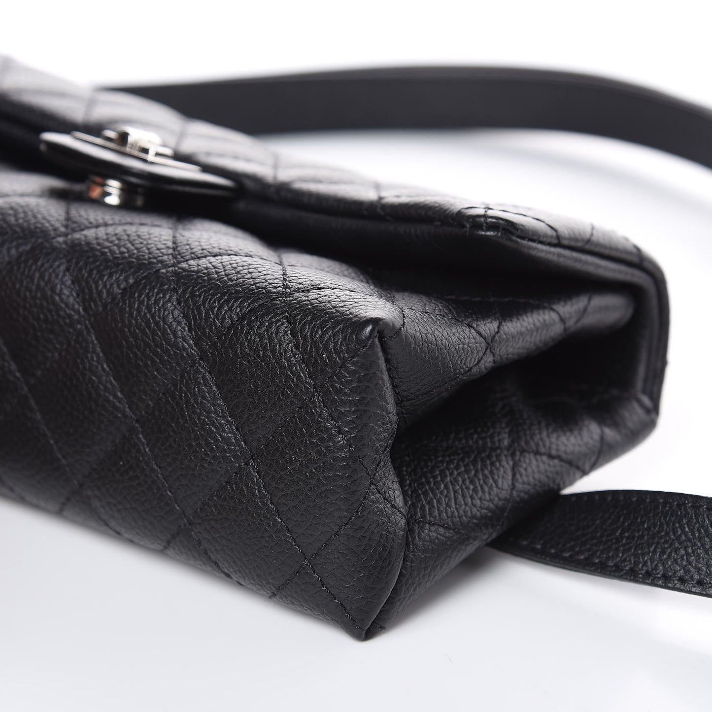 Grained Calfskin Quilted 2.55 Reissue Flap Belt Bag Clutch Black