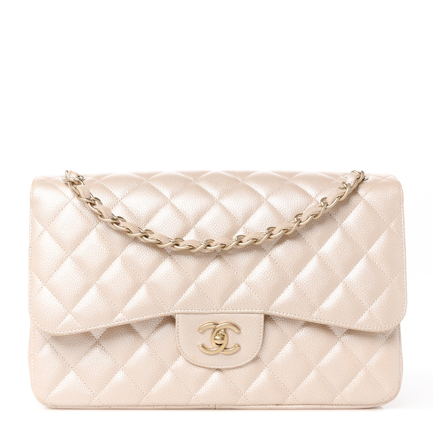 Chanel Iridescent Caviar Quilted Jumbo Double Flap Beige 1 of 12