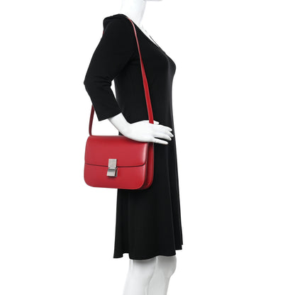 Celine Box Calfskin Medium Classic Box Flap Bag Red 2 of 10
