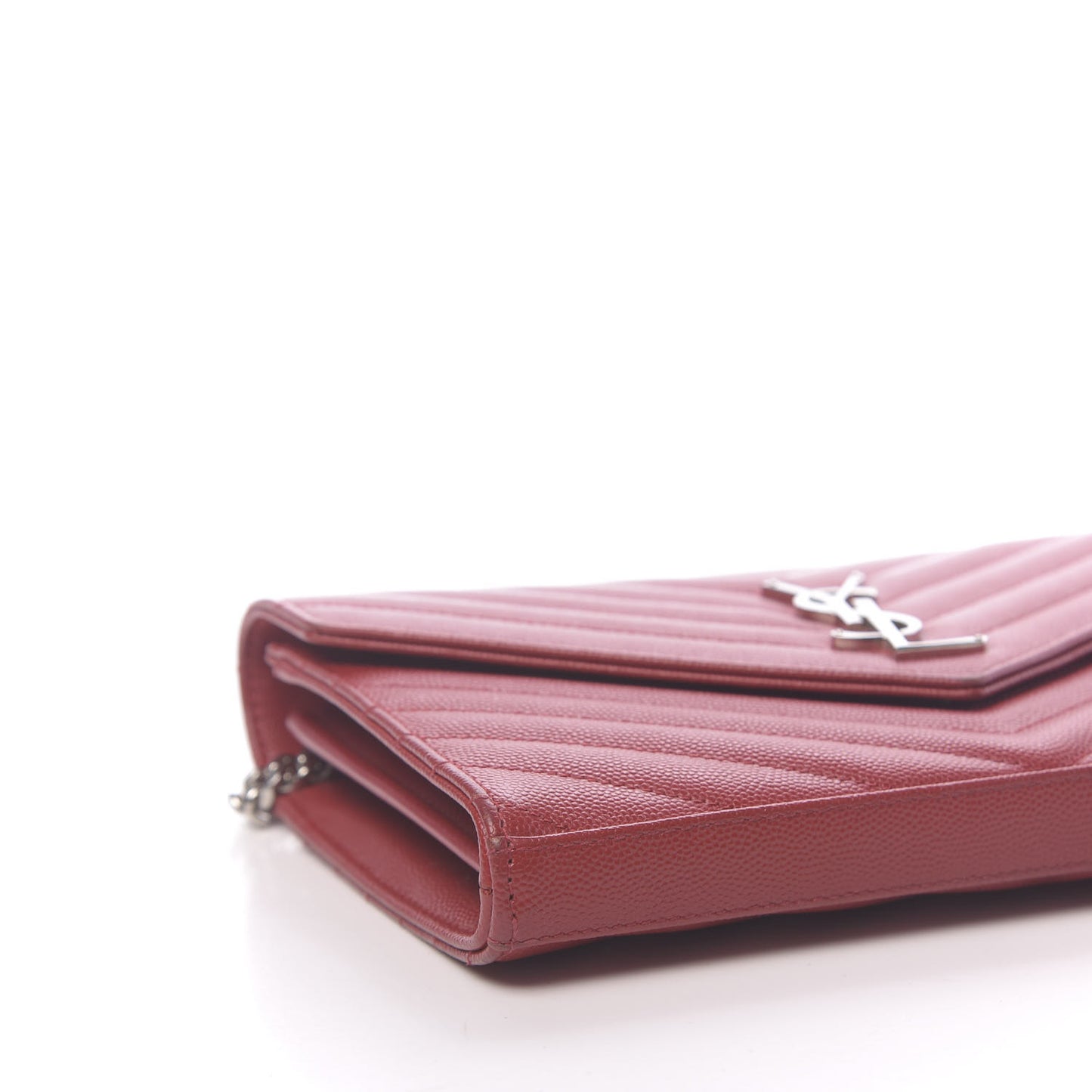 Grain De Poudre Matelasse Chevron Monogram Chain Wallet Rouge Eros