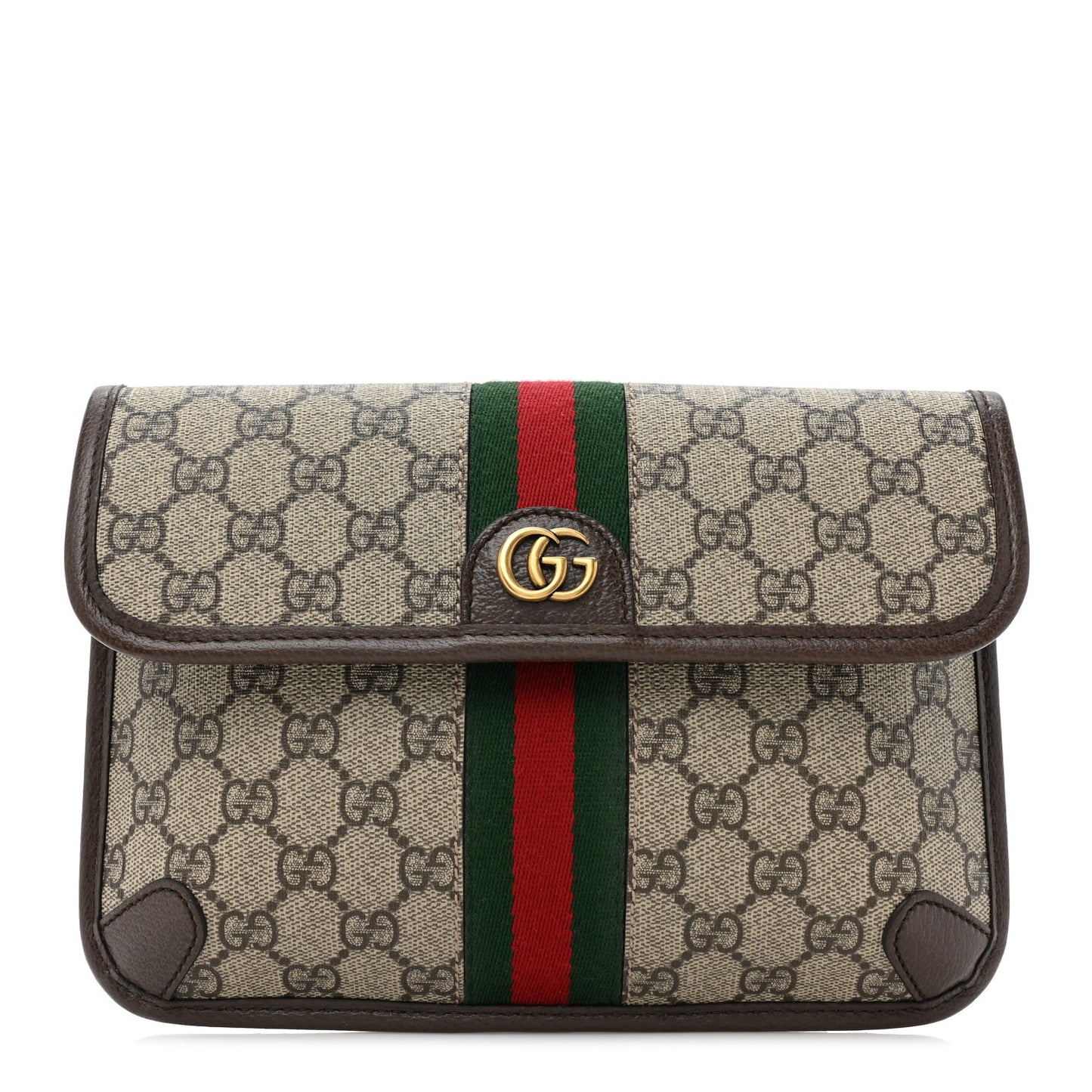 GG Supreme Monogram Web Small Ophidia Belt Bag Brown