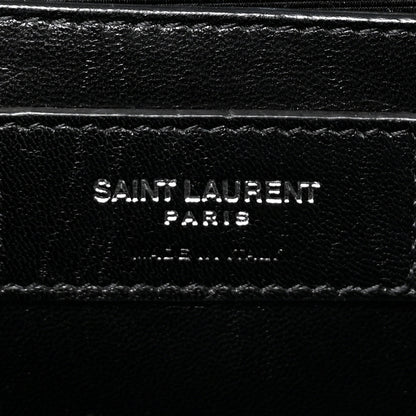 Saint Laurent Grain De Poudre Textured Mixed Matelasse Triquilt Medium Monogram Monochrome Satchel Black 6 of 9