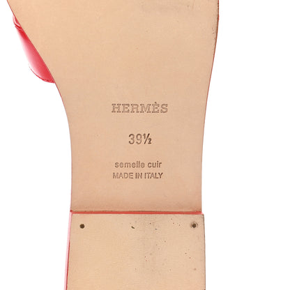 Hermes Calfskin Oran Sandals 39.5 Rouge Bali 20 of 30