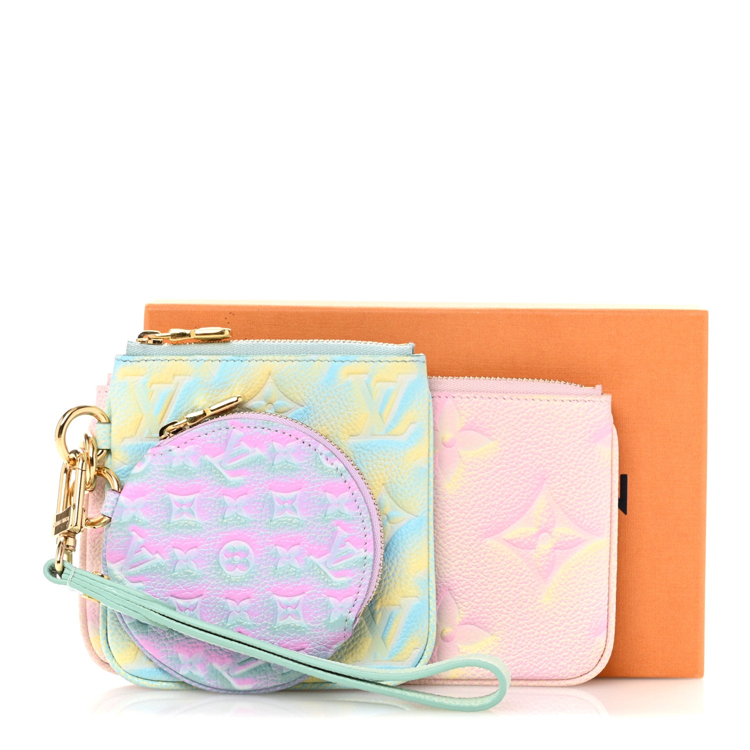 Louis Vuitton Empreinte Monogram Summer Stardust Trio Pouch Pink Water Green Lilas 10 of 10
