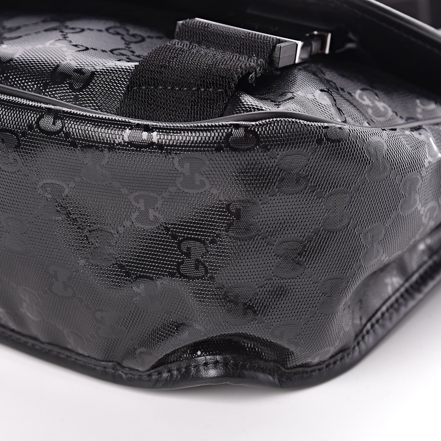 Gucci Imprime Monogram Medium Double Buckle Flap Messenger Bag Black 10 of 10