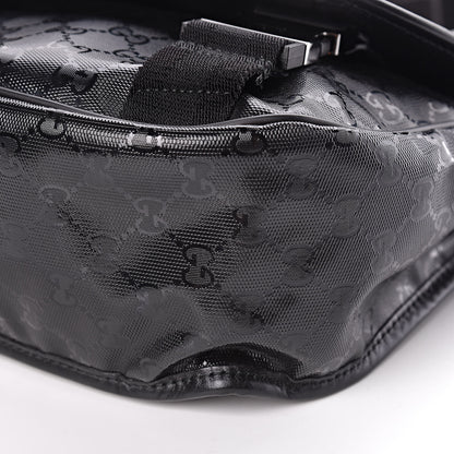 Gucci Imprime Monogram Medium Double Buckle Flap Messenger Bag Black 10 of 10