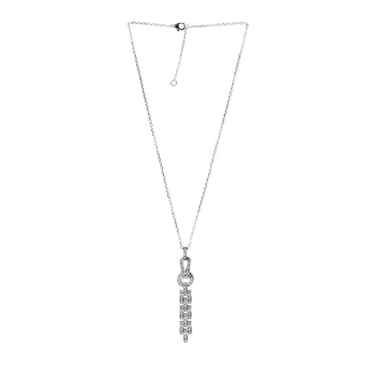 Cartier 18K White Gold Diamond Agrafe Drop Pendant Necklace 3 of 7