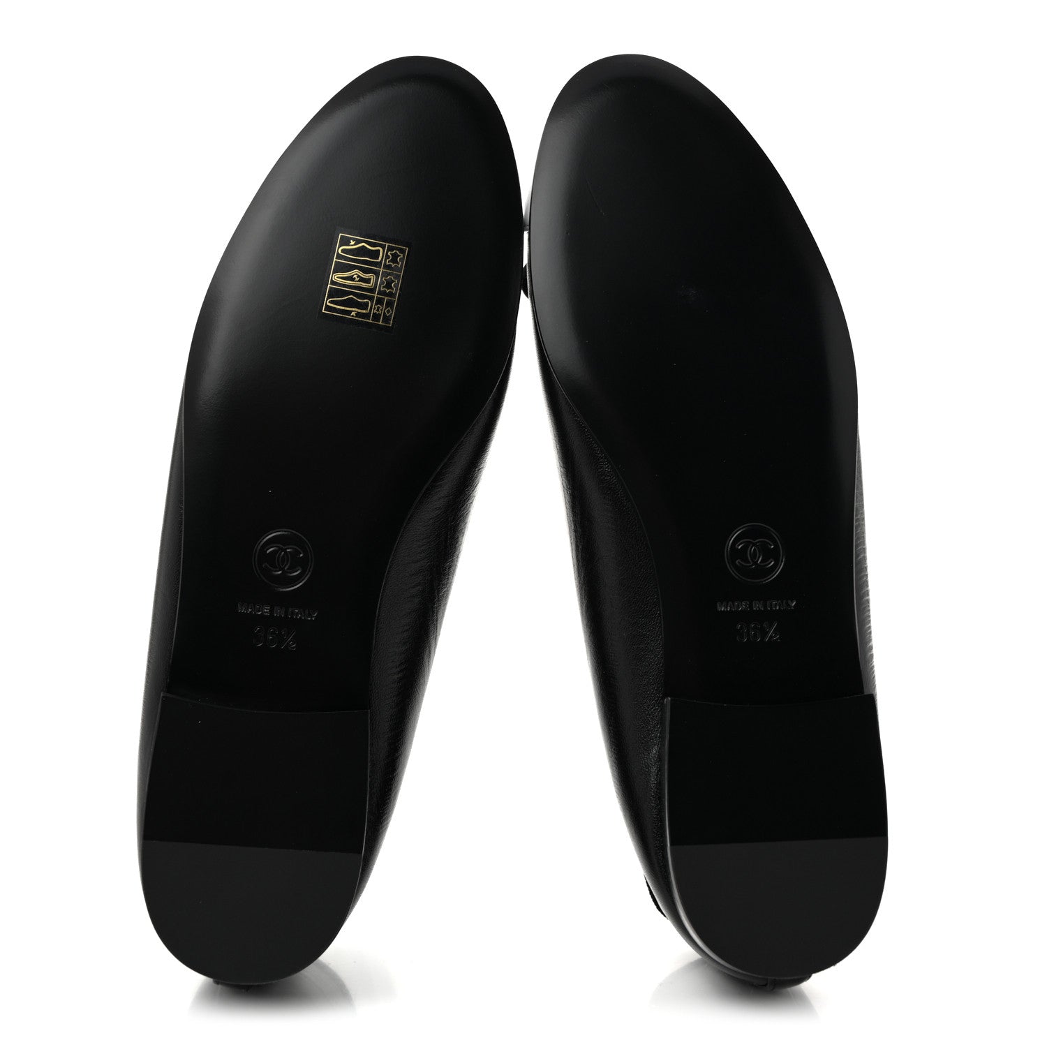 Chanel Crumpled Shiny Lambskin Cap Toe CC Ballerina Flats 36.5 Black White 6 of 10
