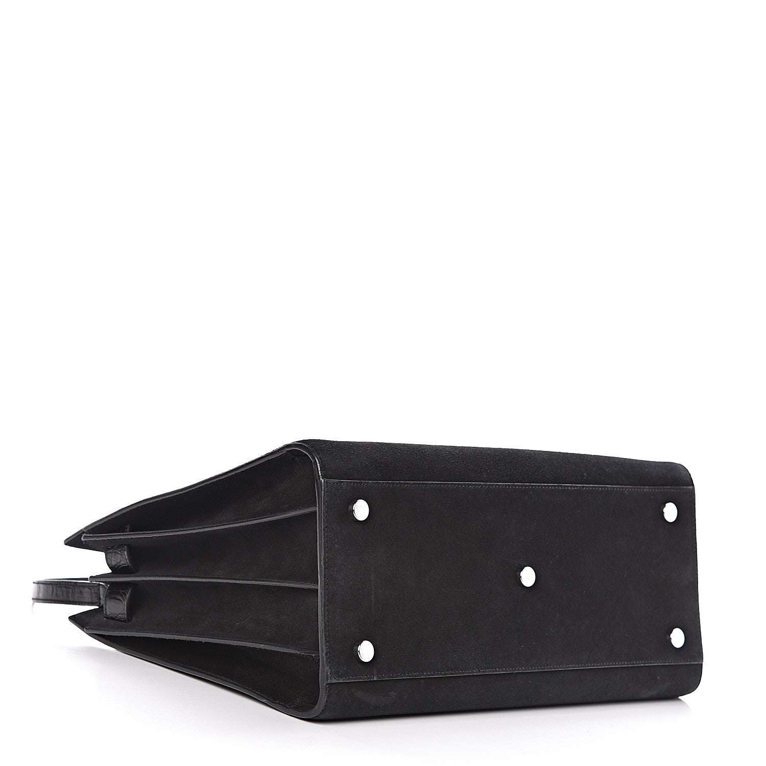 Saint Laurent Suede Crocodile Embossed Small Sac De Jour Black 4 of 9