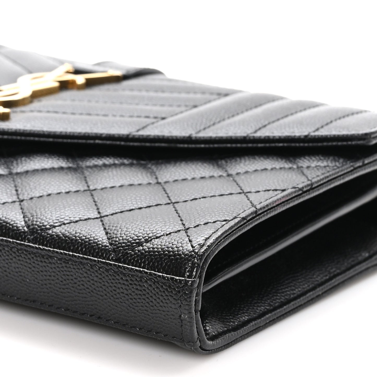 Grain De Poudre Mixed Matelasse Triquilt Monogram Chain Wallet Black