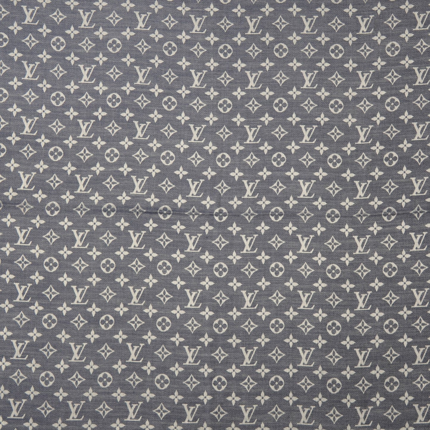 Silk Wool Monogram Denim Shawl Blue