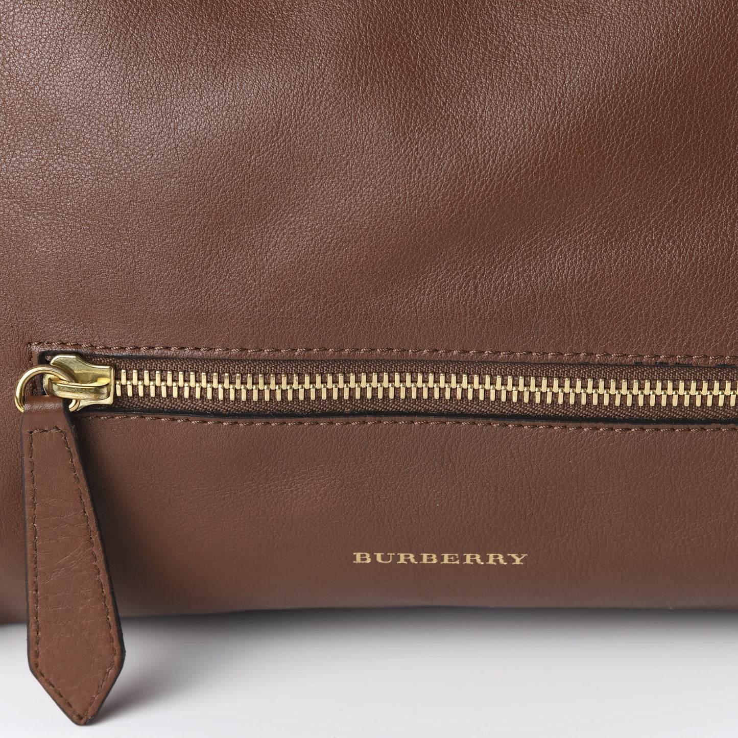 Soft Calfskin House Check Big Crush Tote Brown Ochre