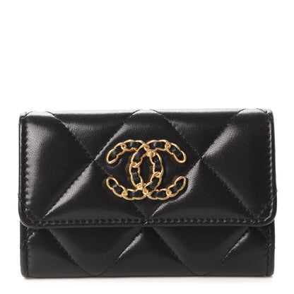 Chanel Lambskin Quilted Chanel 19 Flap Card Holder Black 1 of 9