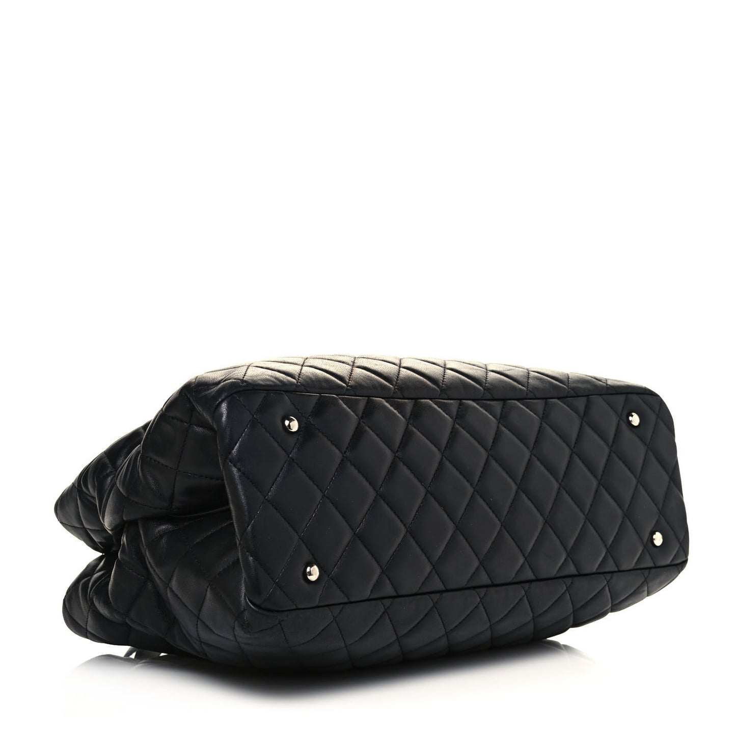 Lambskin Quilted Daily Shopping Tote Black