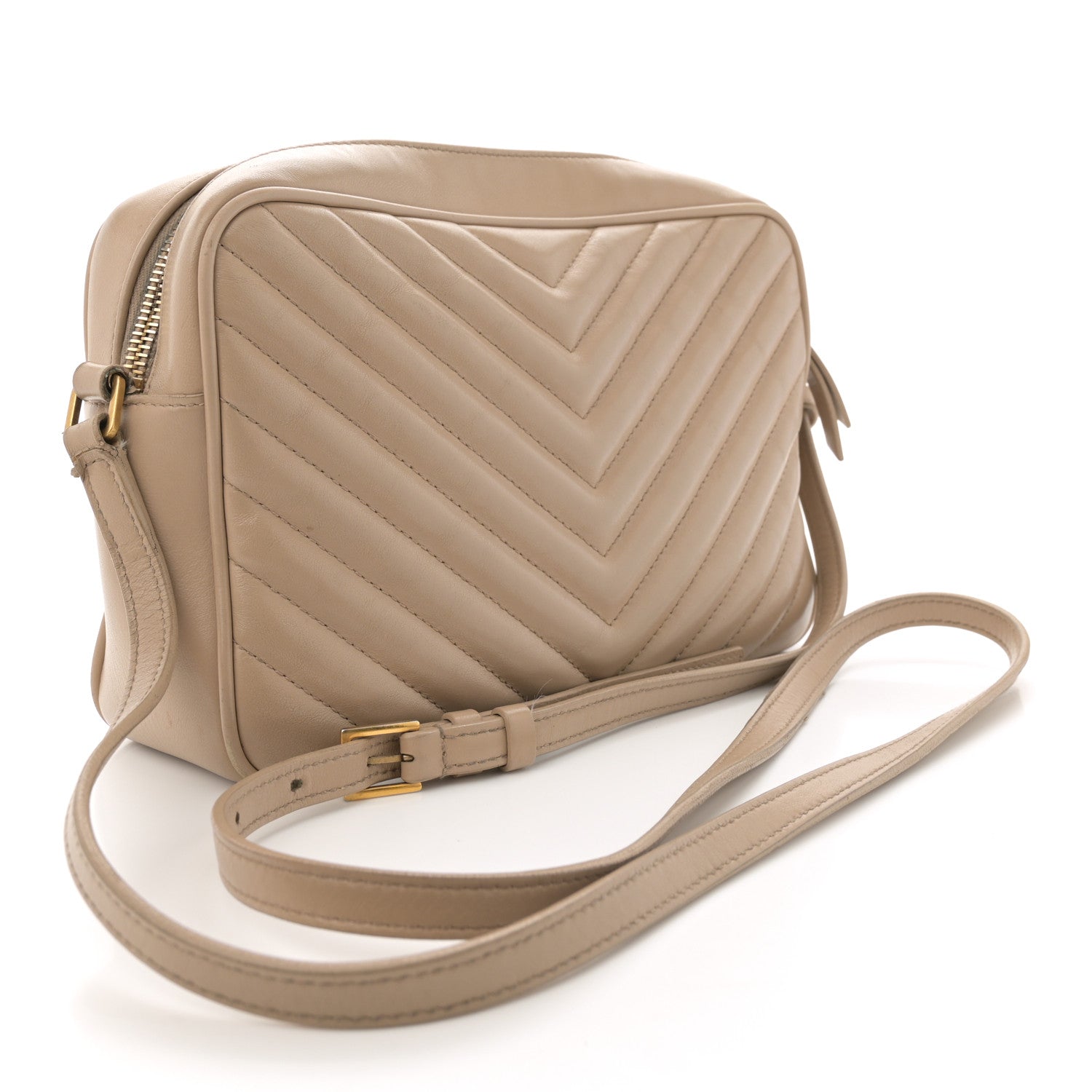 Saint Laurent Calfskin Matelasse Monogram Lou Camera Bag Dark Beige 3 of 17