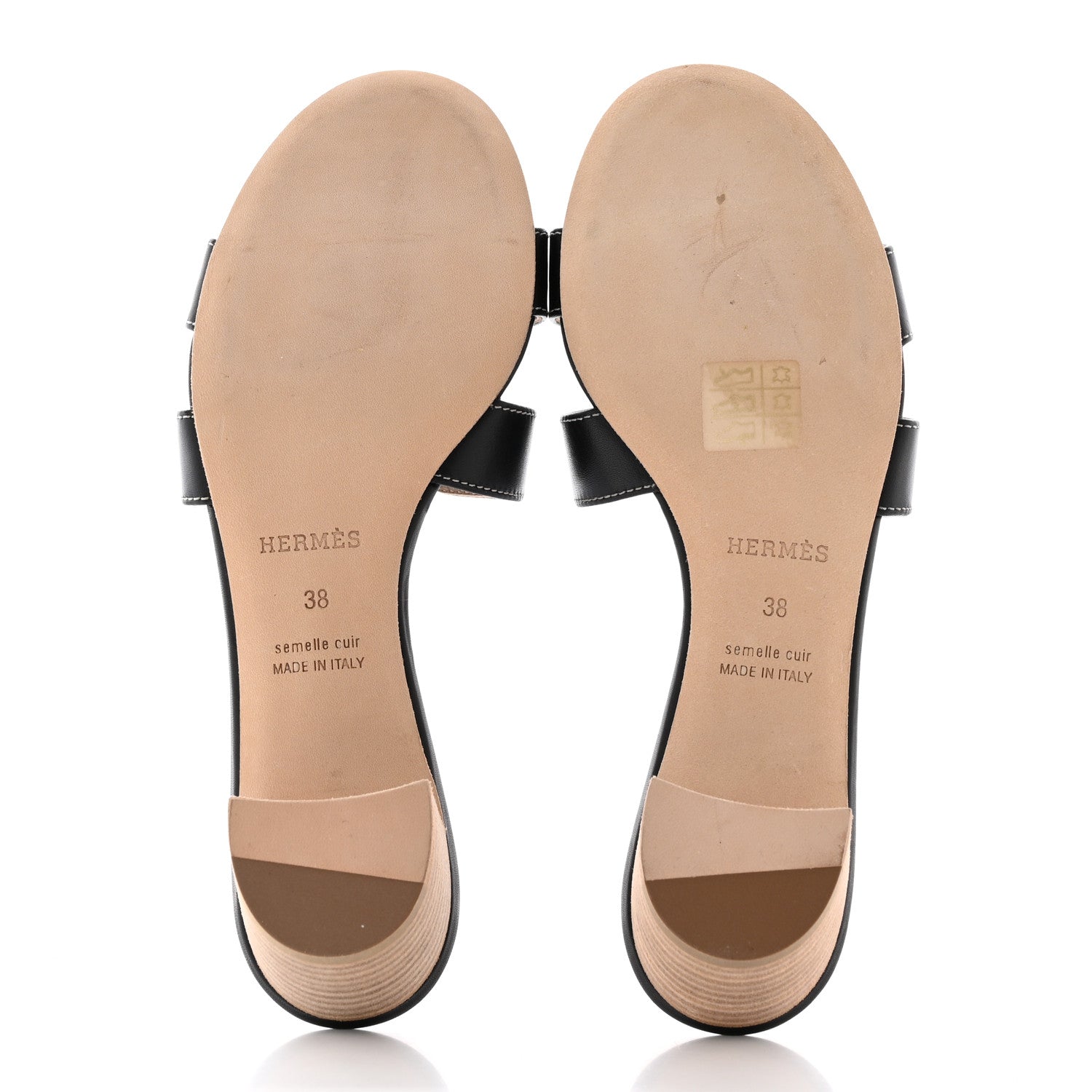 Hermes Calfskin Oasis Sandals 38 Black 5 of 16