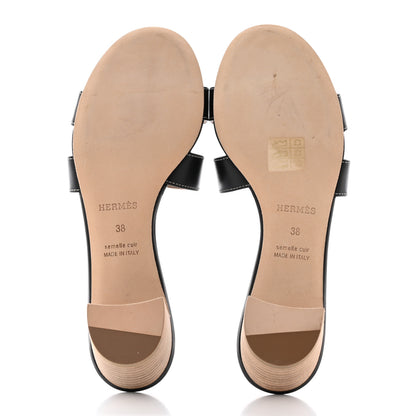 Hermes Calfskin Oasis Sandals 38 Black 5 of 16