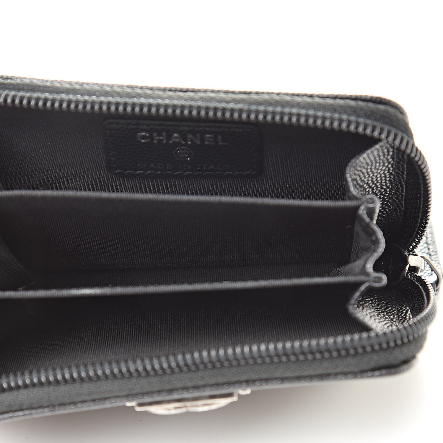 Chanel Caviar Quilted Boy Zip Around Coin Purse Wallet Black 5 of 9