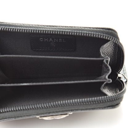 Chanel Caviar Quilted Boy Zip Around Coin Purse Wallet Black 5 of 9