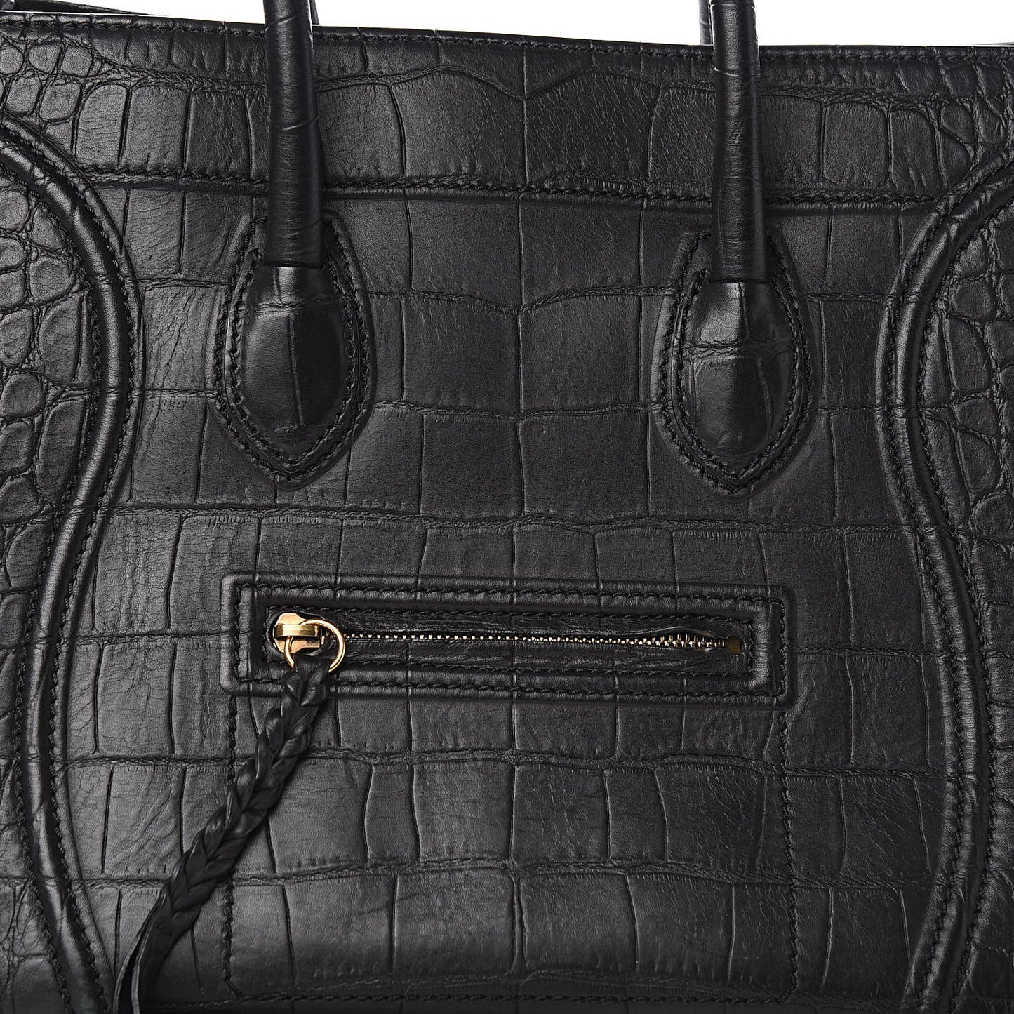 Crocodile Embossed Calfskin Medium Phantom Luggage Black