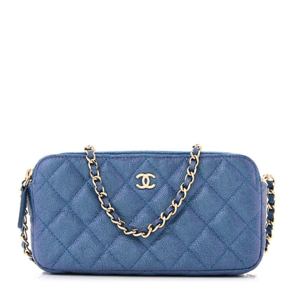Chanel Iridescent Caviar Quilted Clutch With Chain Dark Blue 1 of 13