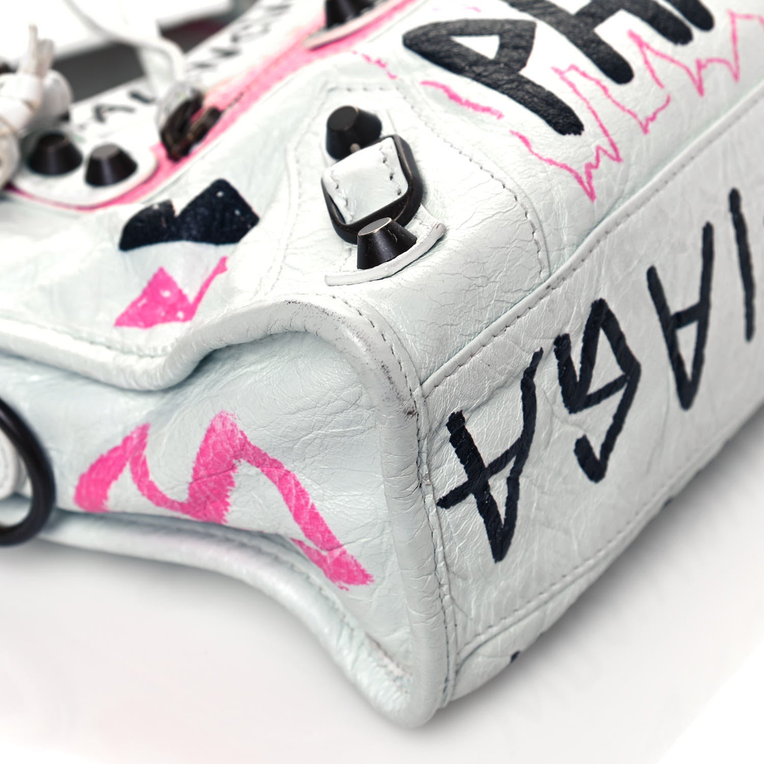 Balenciaga Agneau Graffiti All Over Classic Hardware Mini City White Multicolor 8 of 14