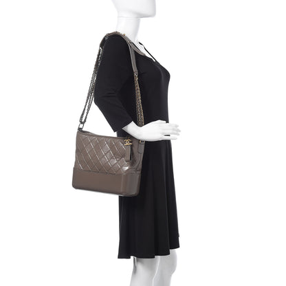 Chanel Aged Calfskin Quilted Medium Gabrielle Hobo Gray 2 of 10