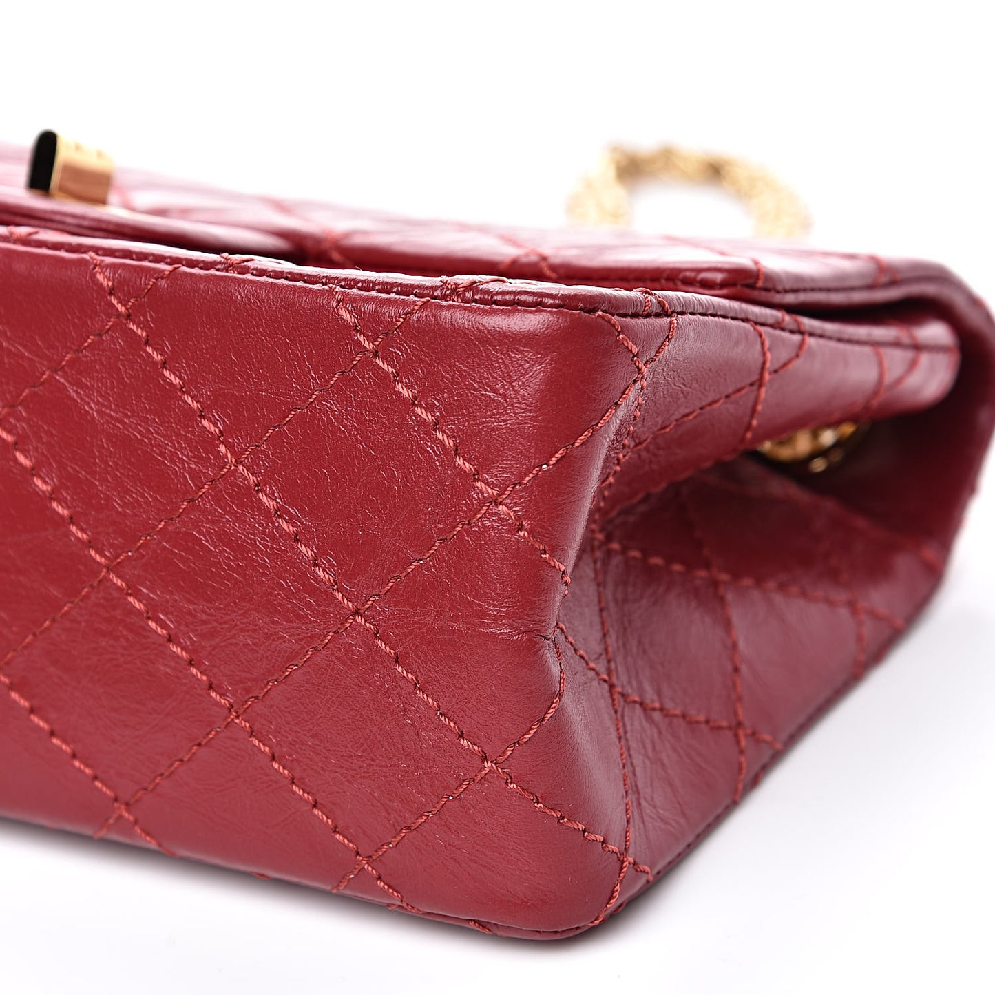 Aged Calfskin Quilted 2.55 Reissue Mini Flap Red