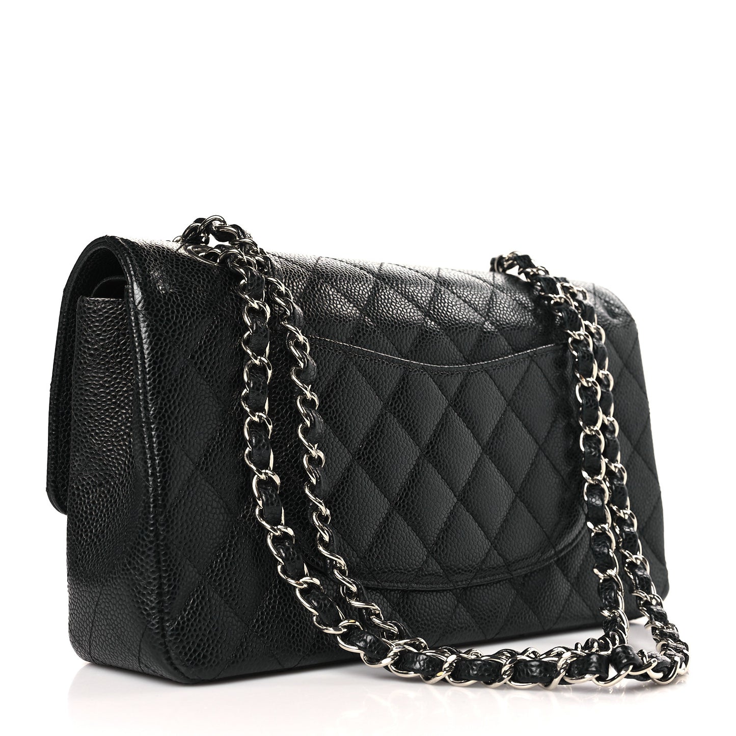Caviar Quilted Medium Double Flap Black
