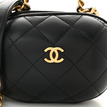 Chanel Lambskin Quilted CC Bubble Vanity Case With Chain Black 8 of 10
