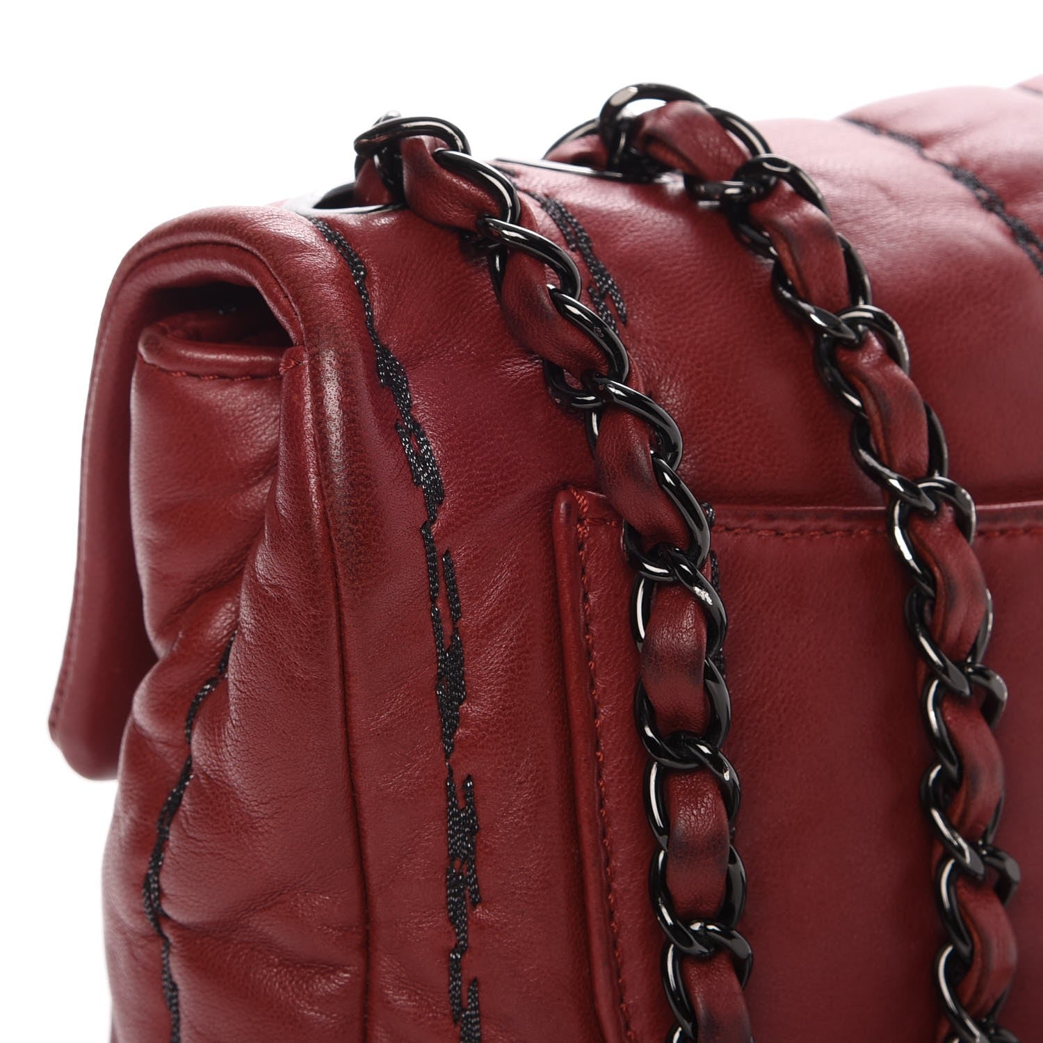 Chanel Lambskin Vertical Stitch Mini Flap Dark Red 10 of 13