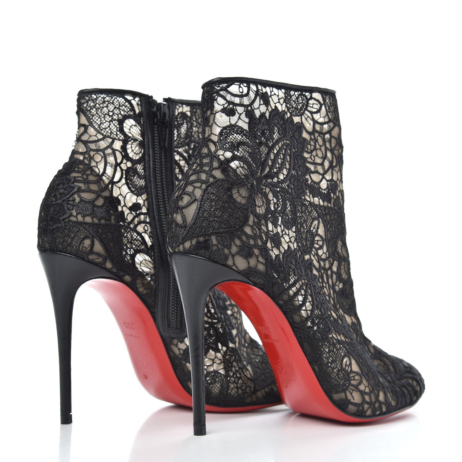 Christian Louboutin Mesh Guipure Wax Lace Kid Miss Tennis 100 Ankle Boots 35.5 Black 4 of 7