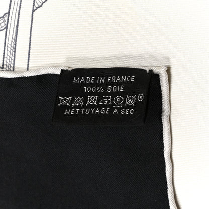 Hermes Silk L Instruction Du Roy Scarf 90 Black Gris Or 2 of 5