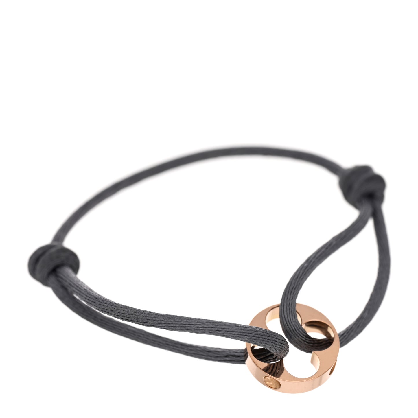 18K Pink Gold Empreinte Adjustable Cord Bracelet Gray