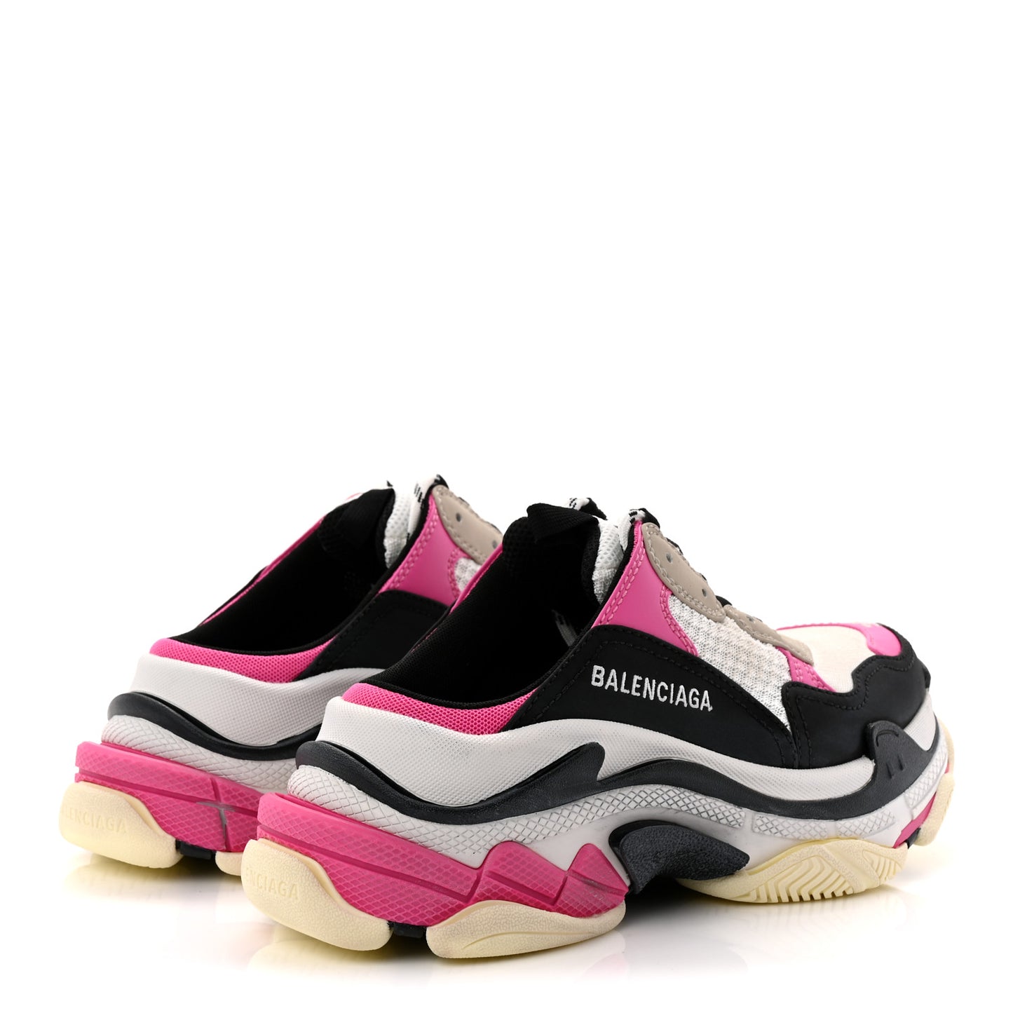 Fabric Mesh Womens Triple S Mule Sneakers 36 White Pink Black