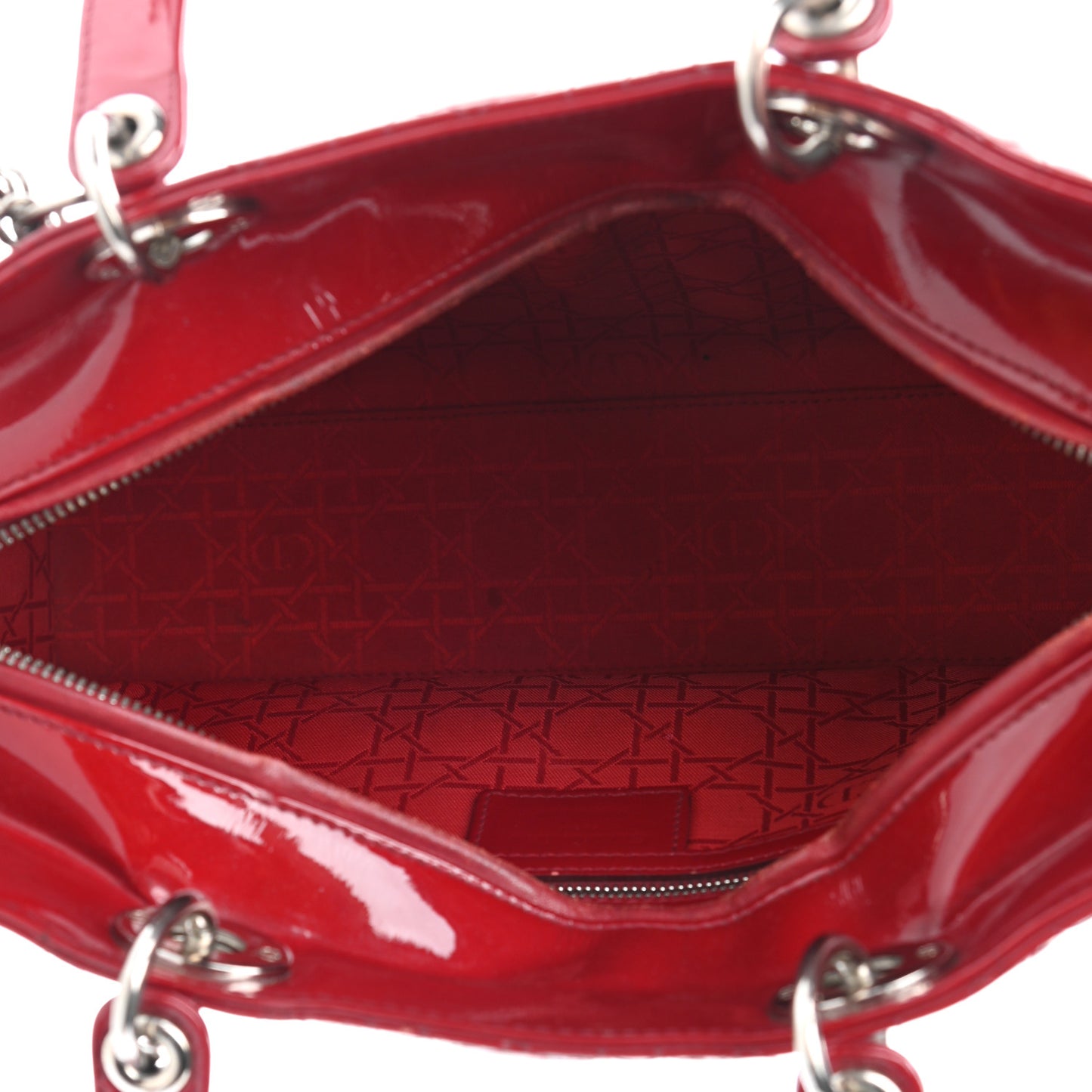 Patent Cannage Large Lady Dior Red