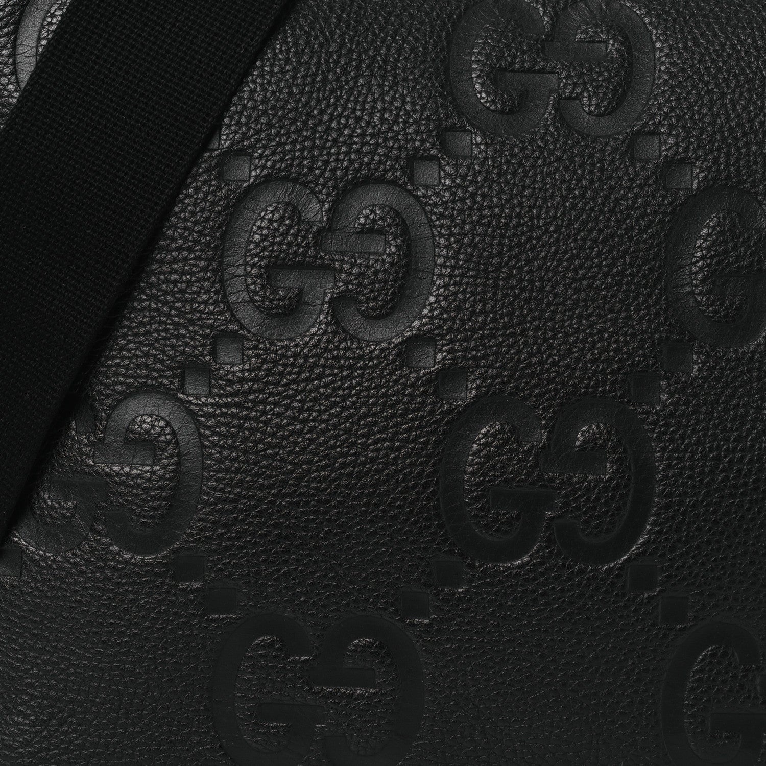 Gucci Piuma Calfskin Jumbo GG Embossed Medium Wristlet Messenger Bag Black 8 of 10