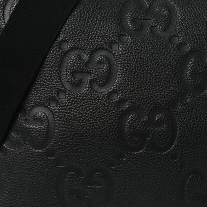 Gucci Piuma Calfskin Jumbo GG Embossed Medium Wristlet Messenger Bag Black 8 of 10