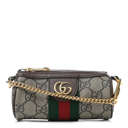Gucci GG Supreme Monogram Web Ophidia Barrel Coin Purse Beige New Acero 1 of 4