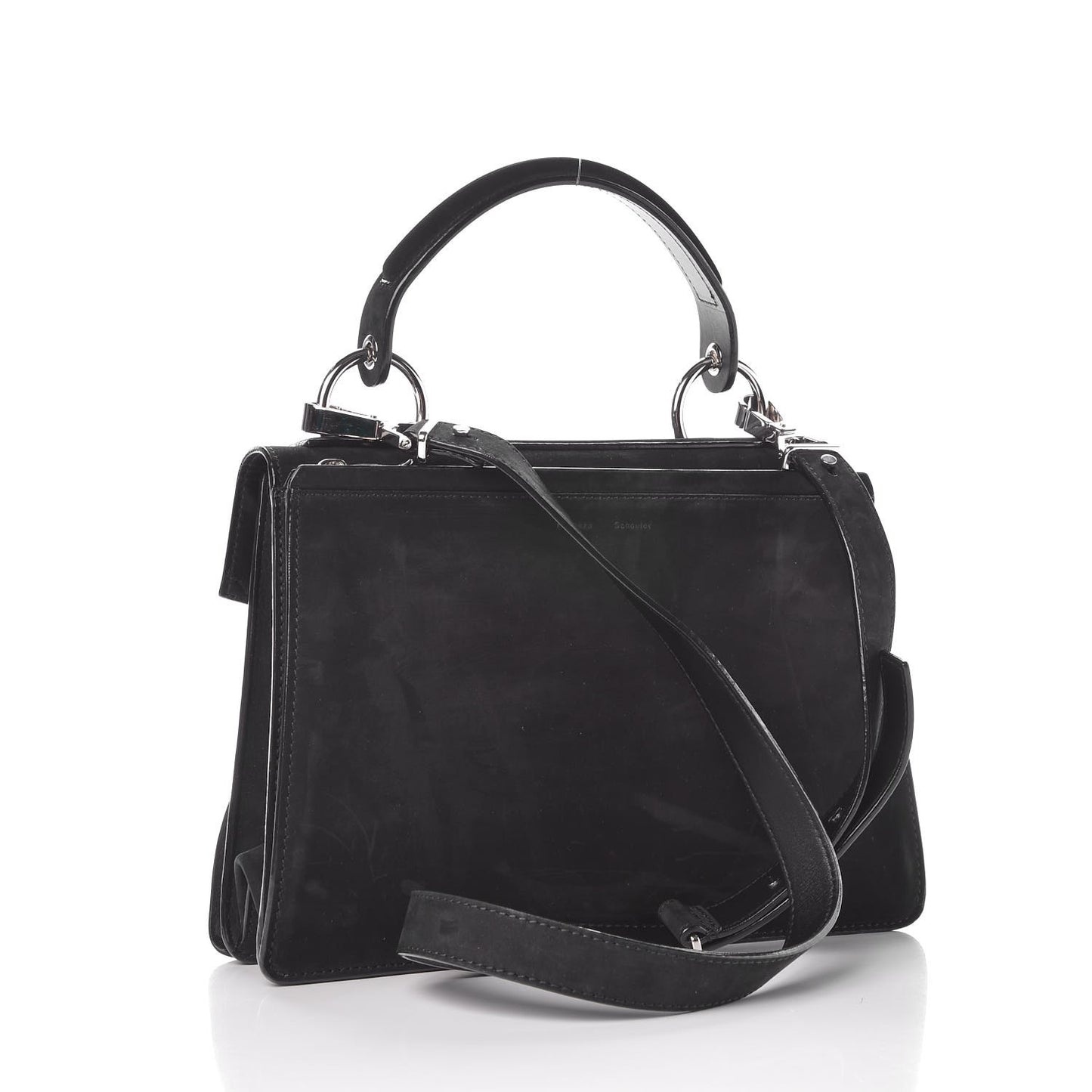 Calfskin Nubuck Medium Hava Top Handle Bag Black