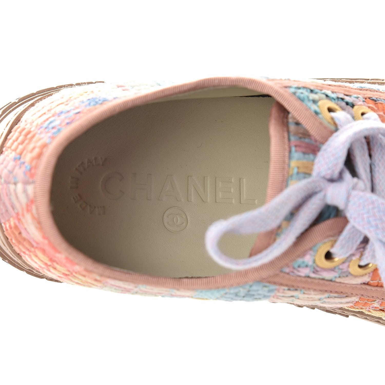 Chanel Tweed Low Top Sneakers 35 Multicolor Beige 8 of 9