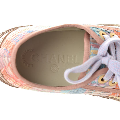 Chanel Tweed Low Top Sneakers 35 Multicolor Beige 8 of 9