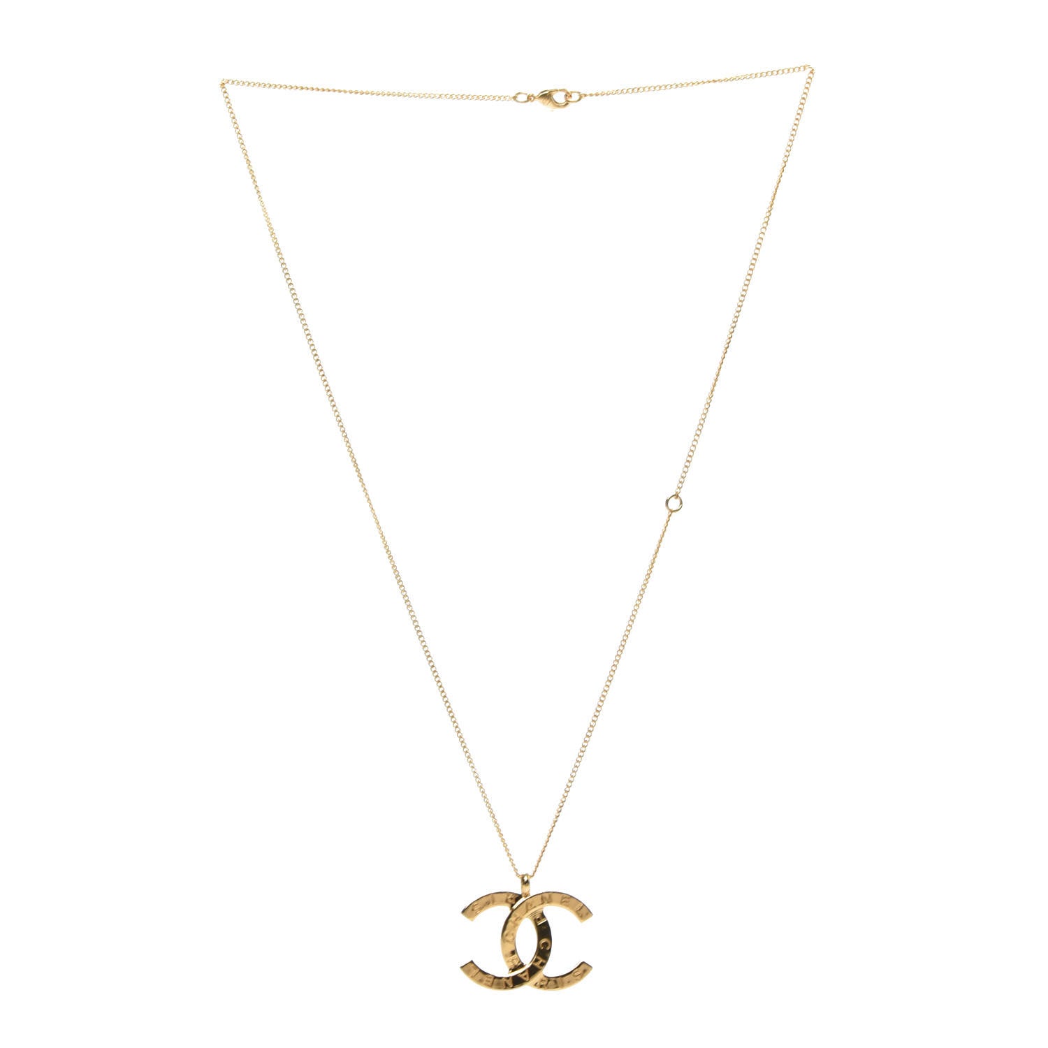 Chanel Metal CC Paris Button Necklace Gold 3 of 6