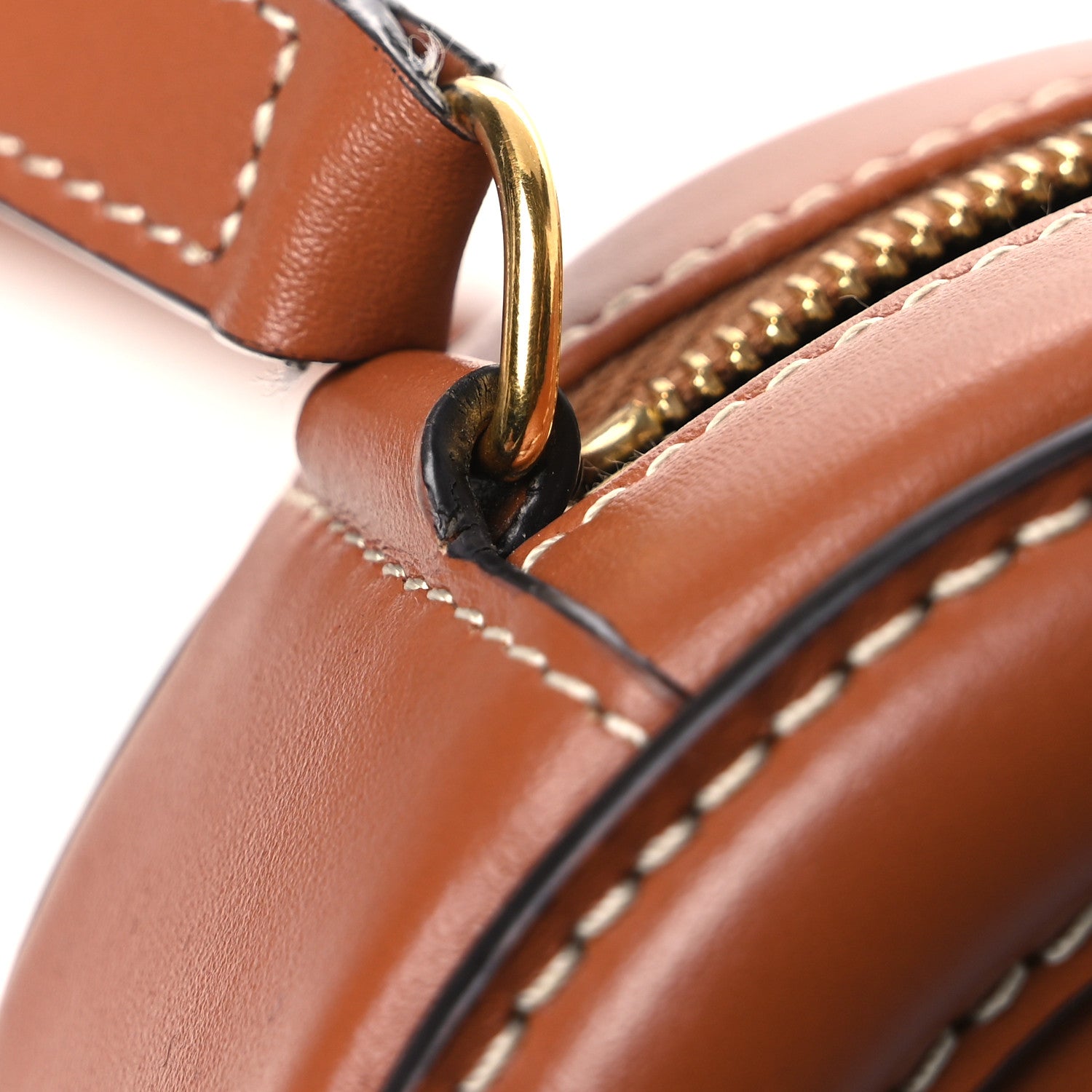 Celine Smooth Calfskin Cuir Small Triomphe Oval Crossbody Purse Tan 13 of 14