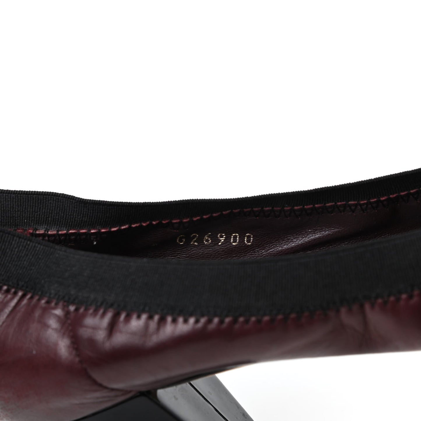 Lambskin Patent CC Elastic Cap Toe Ballerina Pumps 37.5 Burgundy Black