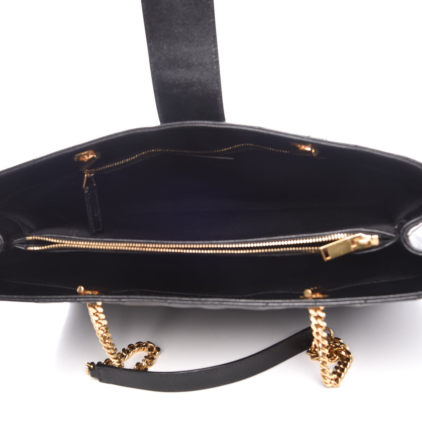 Grain De Poudre Matelasse Chevron Monogram Shopping Bag Black