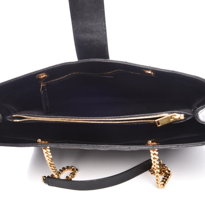 Saint Laurent Grain De Poudre Matelasse Chevron Monogram Shopping Bag Black 5 of 17