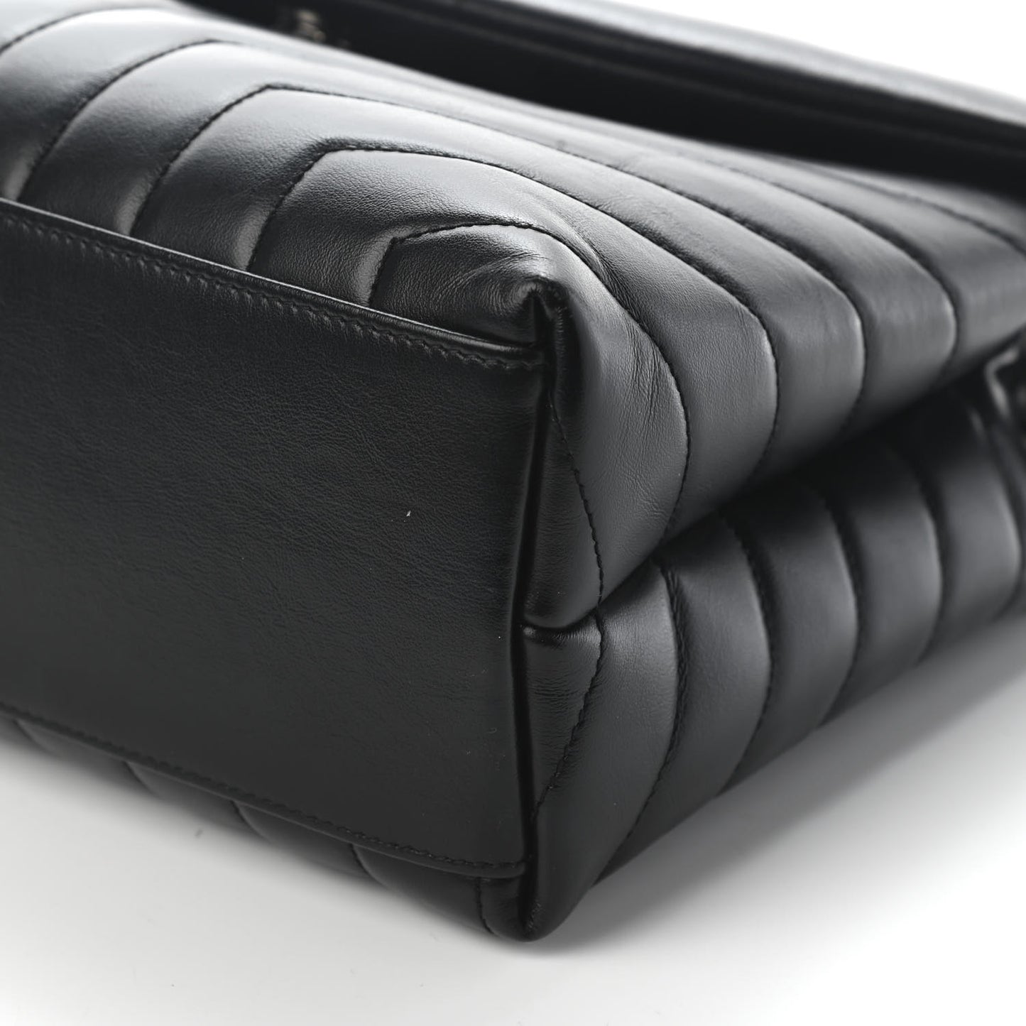 Calfskin Y Quilted Monogram Medium Loulou Chain Satchel Black